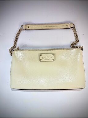 kate spade Cream Leather Wristlet with Gold Chain Strap